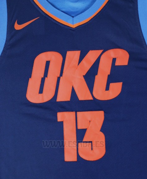 Camiseta Oklahoma City Thunder Paul George #13 Statement 2017-18 Azul